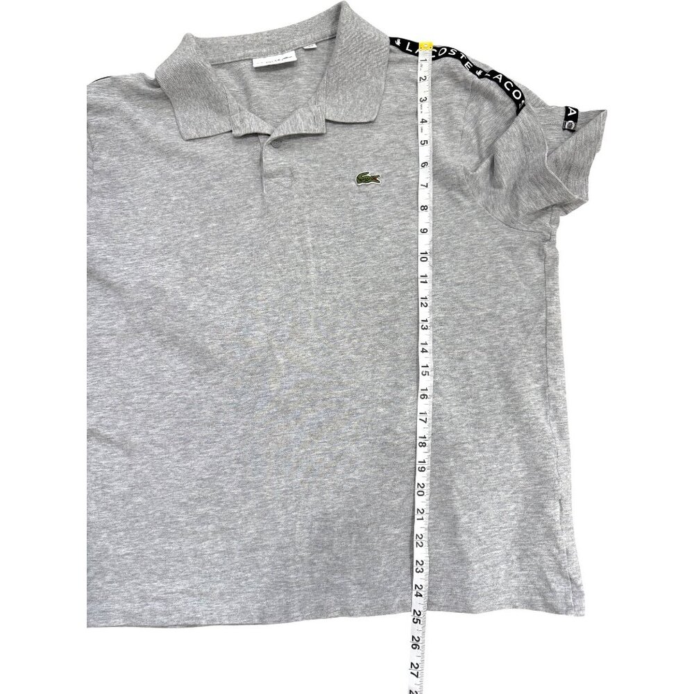 Lacoste Mens Size XL Lettered Band Cotton Polo Shirt Short Sleeve Gray - Picture 5 of 6